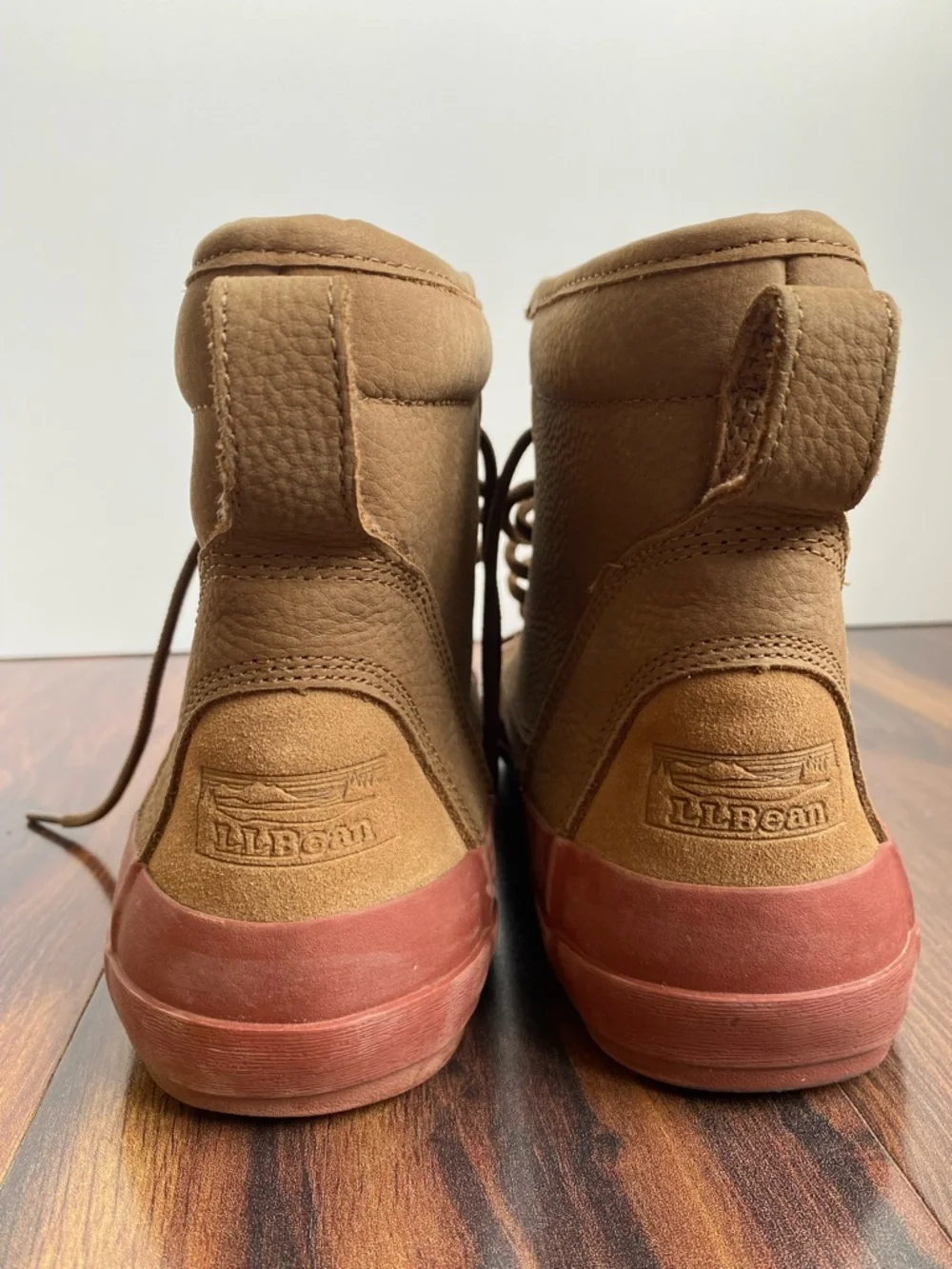 L.L. Bean Bar Harbor Duck Boots Womens 10 Brown Suede Cranberry Rubber Primaloft